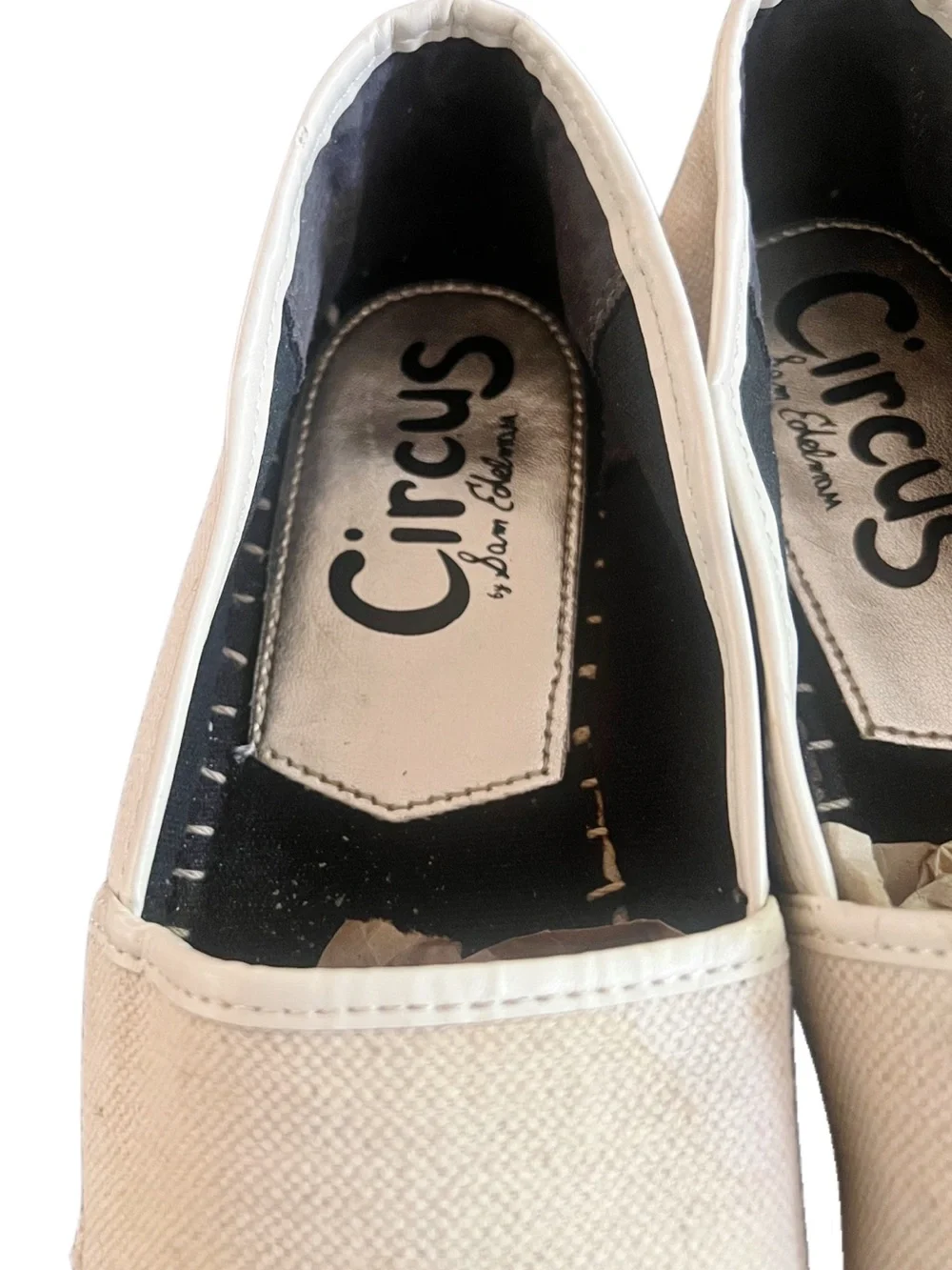 Sam Edelman Canvas Espadrille Flat with Black Jeweled Cap Toe Sz 8.5